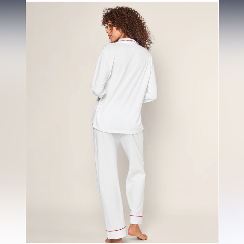 Petite Plume x The Colony Hotel 2 pcs White Cotton Green Piping PJ size S - Picture 2 of 16